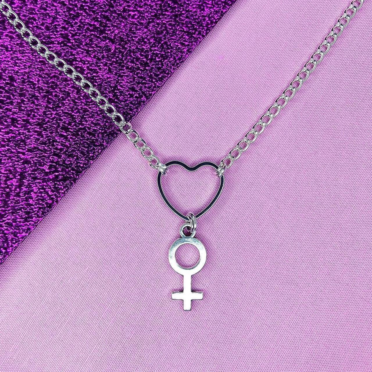 Venus symbol heart necklace | Lesbian necklace |... - Depop