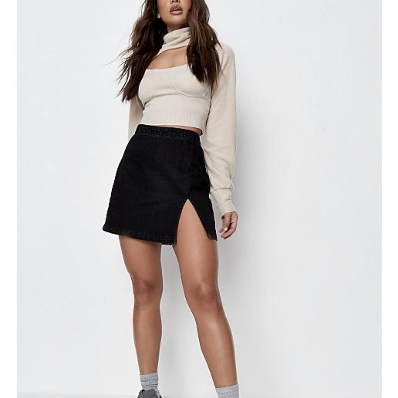 Missguided black denim skirt hotsell