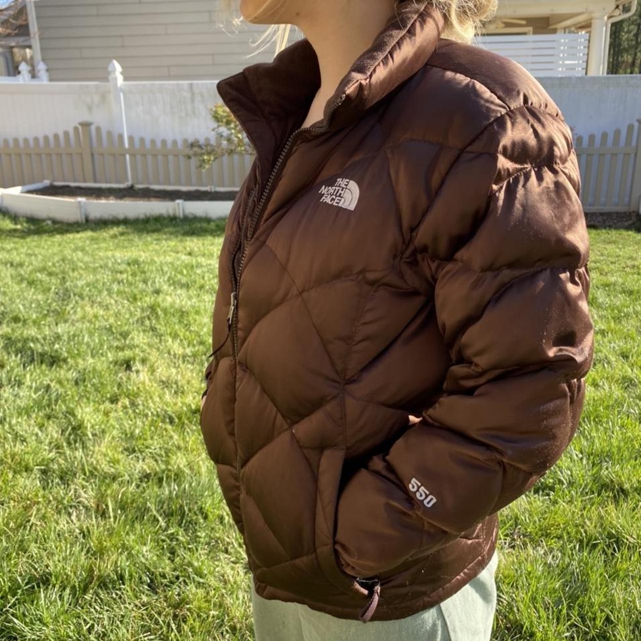 depop north face jacket brown