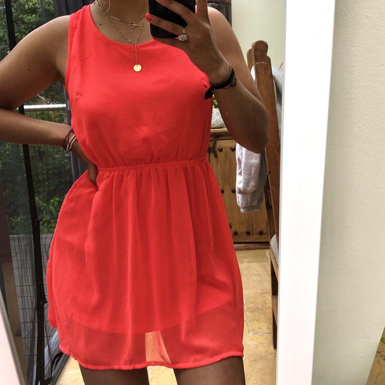 H&M Women's Orange and Pink Dress Depop