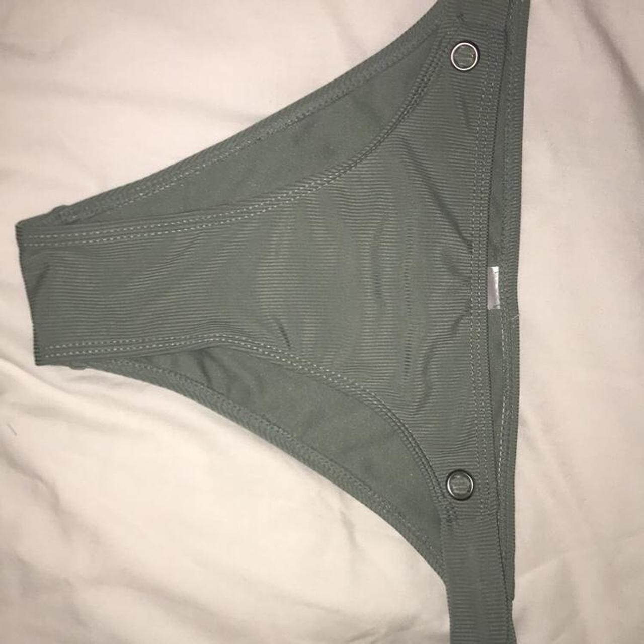 primark sage green bikini bottoms with silver... Depop