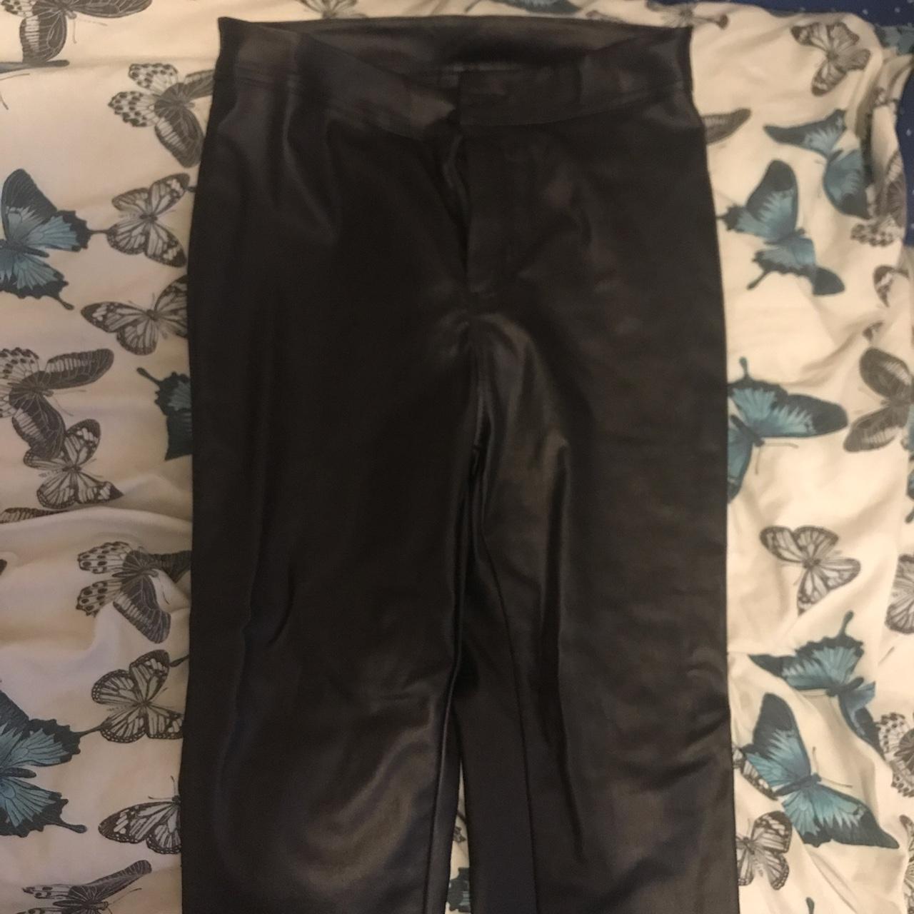 Black leather pants size medium they are to big for... - Depop