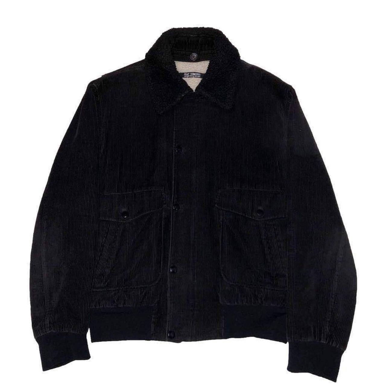 Tailored Corduroy Coat in Black Raf Simons