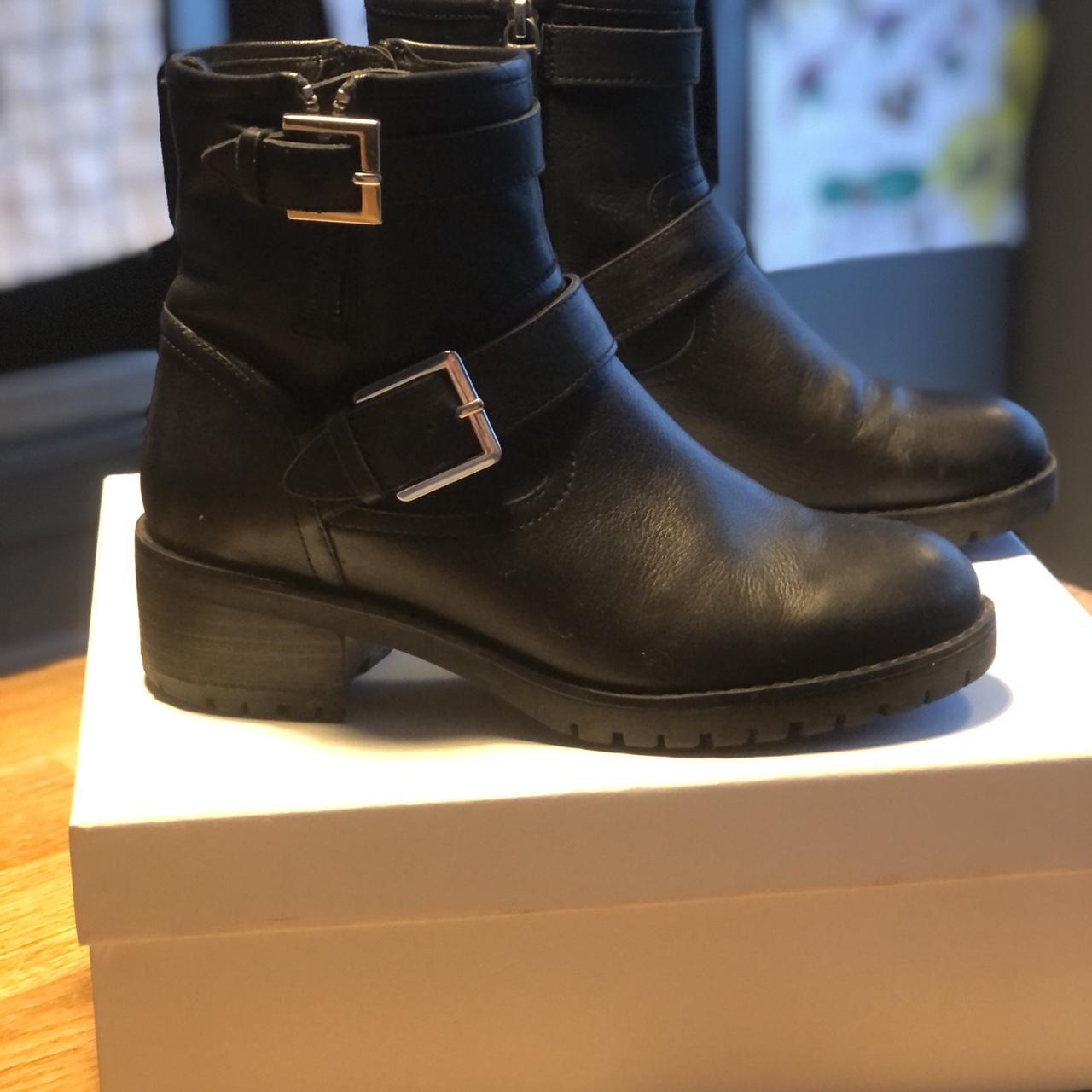 White company biker store boots