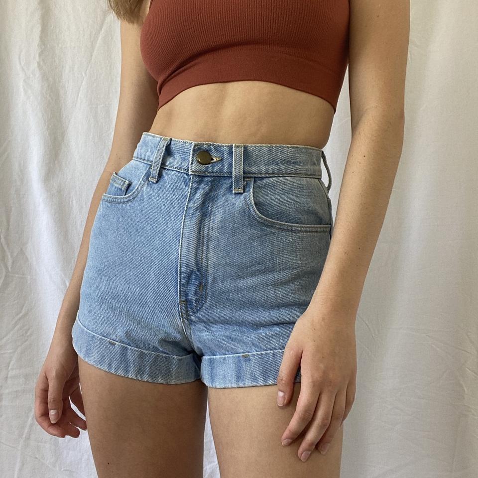 American apparel high 2025 waisted denim shorts