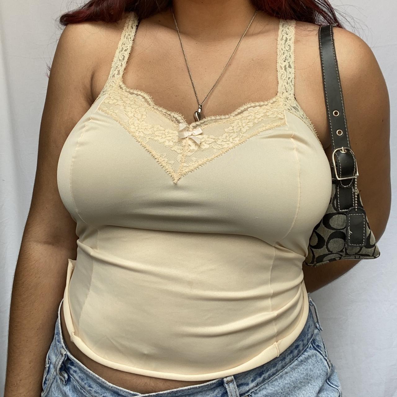 beautiful cream colored princess cami tanktop with... Depop