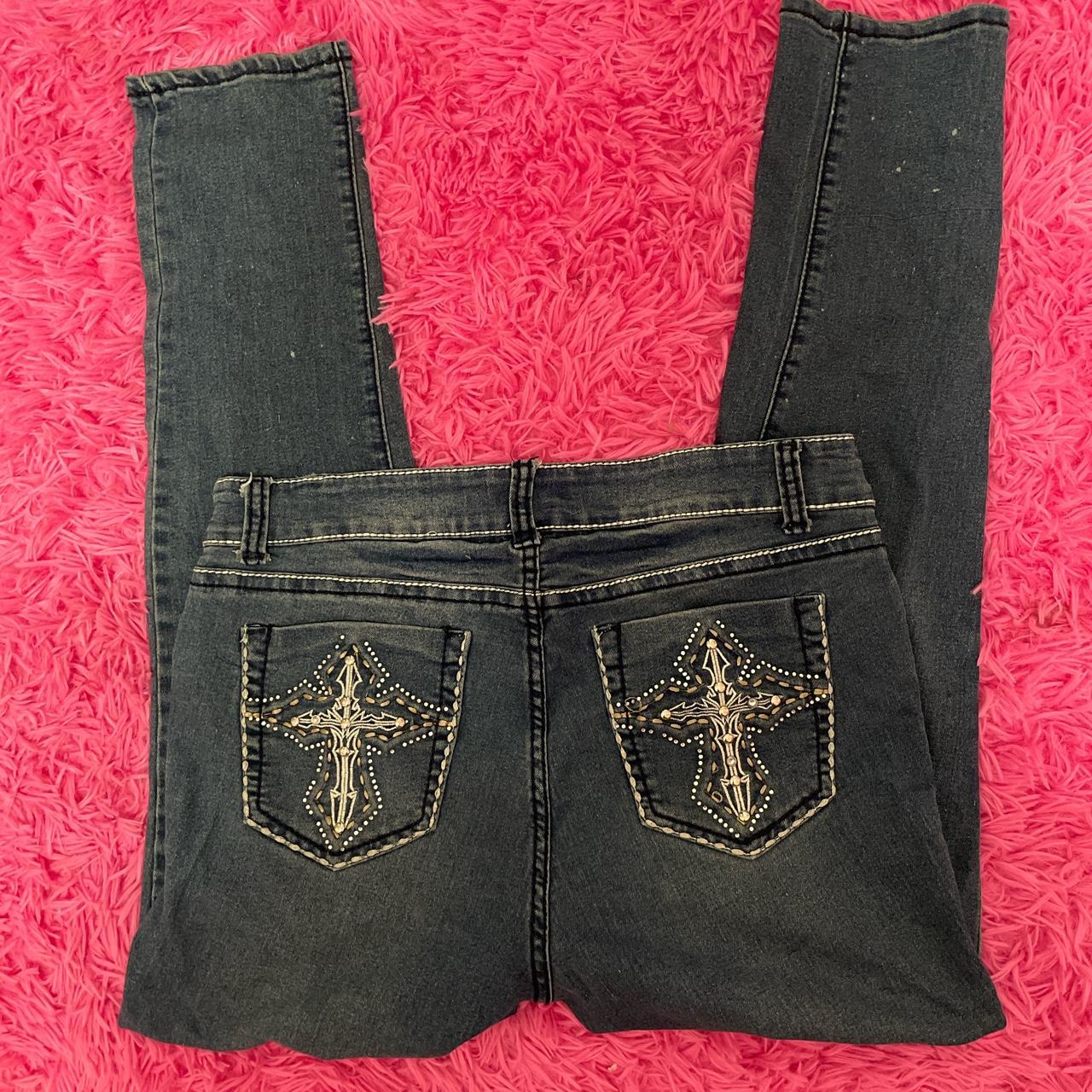 Y2k Jeans !! Super cute y2k jeans ! Cross design !... Depop