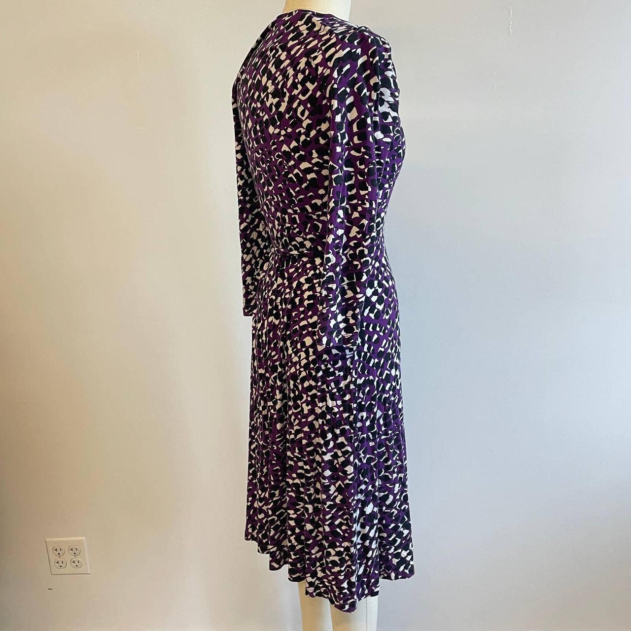 Lk Bennett Purple Print Wrap Dress Knee Length Size... - Depop