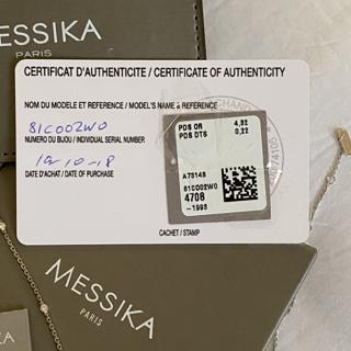 For Jewellery Certificate Authenticity Certificat d'Authenticité MESSIKA 