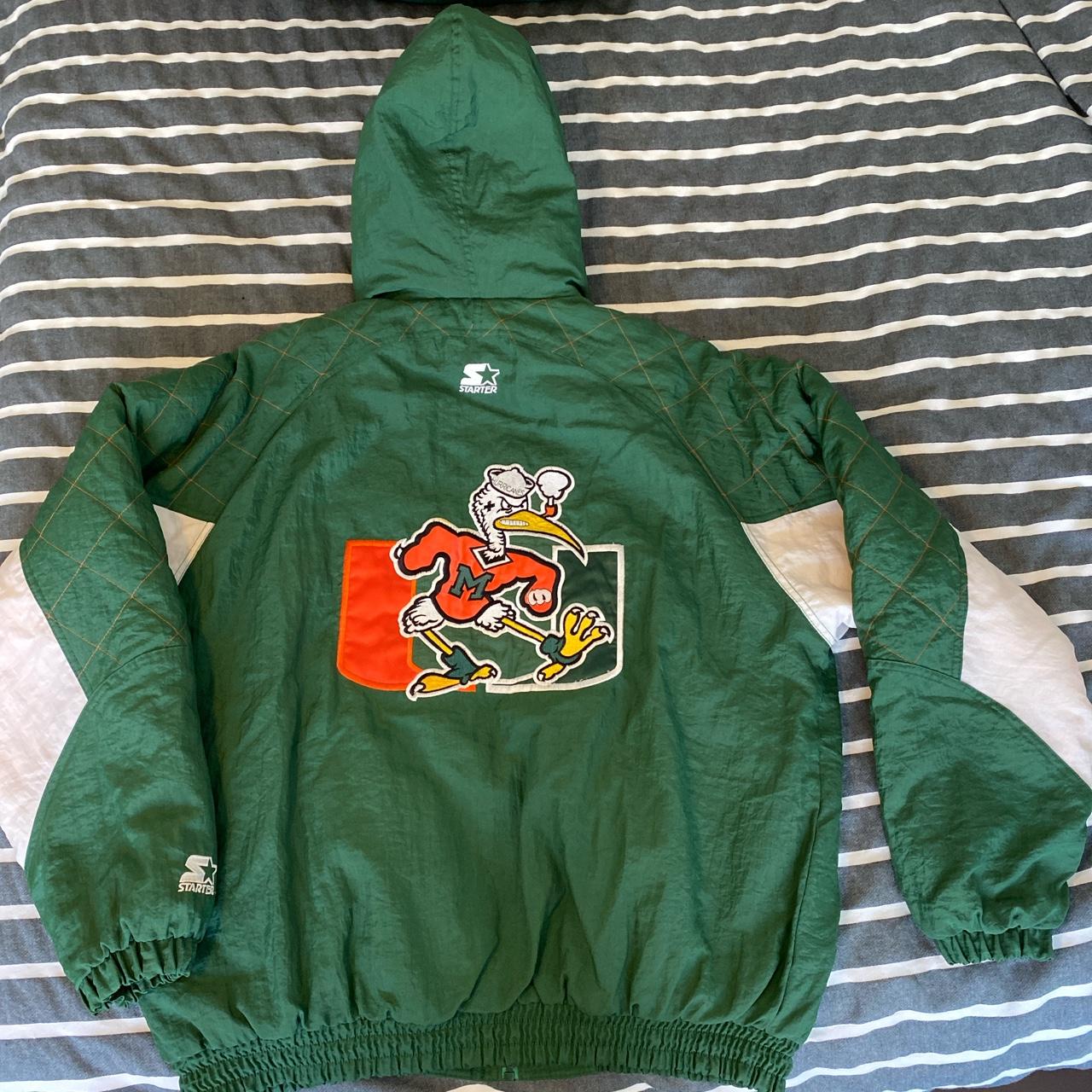 Vintage 90s Miami hurricanes starter puffer hoodies... - Depop