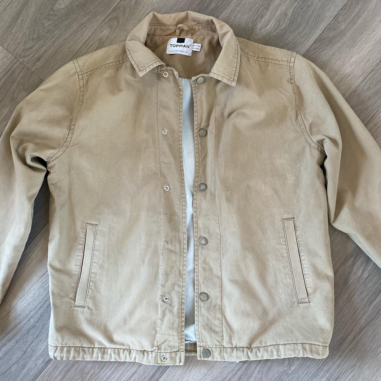 Topman Men's Cream and Tan Coat | Depop