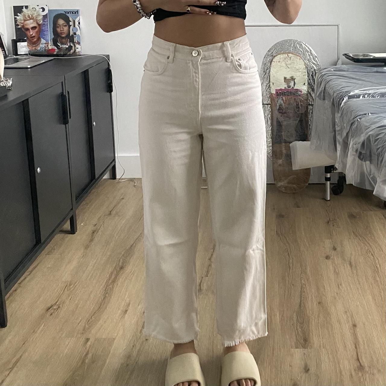 Reformation Riley Fawcett Jeans (Ivory; Off White)... - Depop