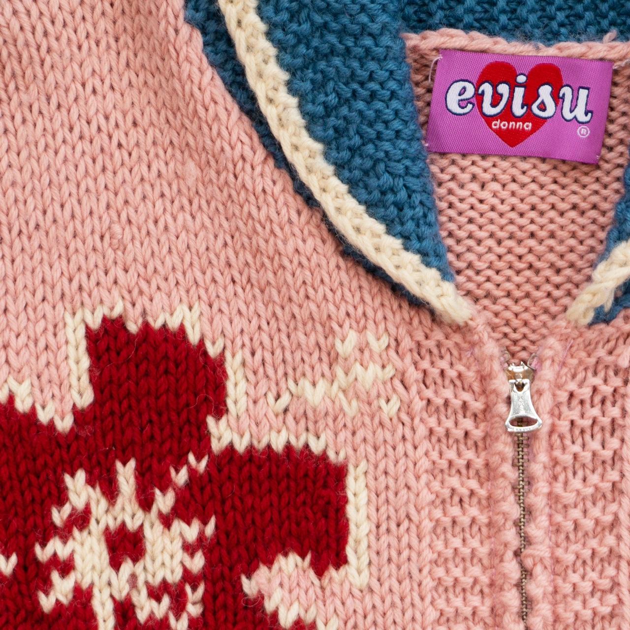 Evisu Love Knit Zip-up Sweater Sz M (cropped fit) | Depop