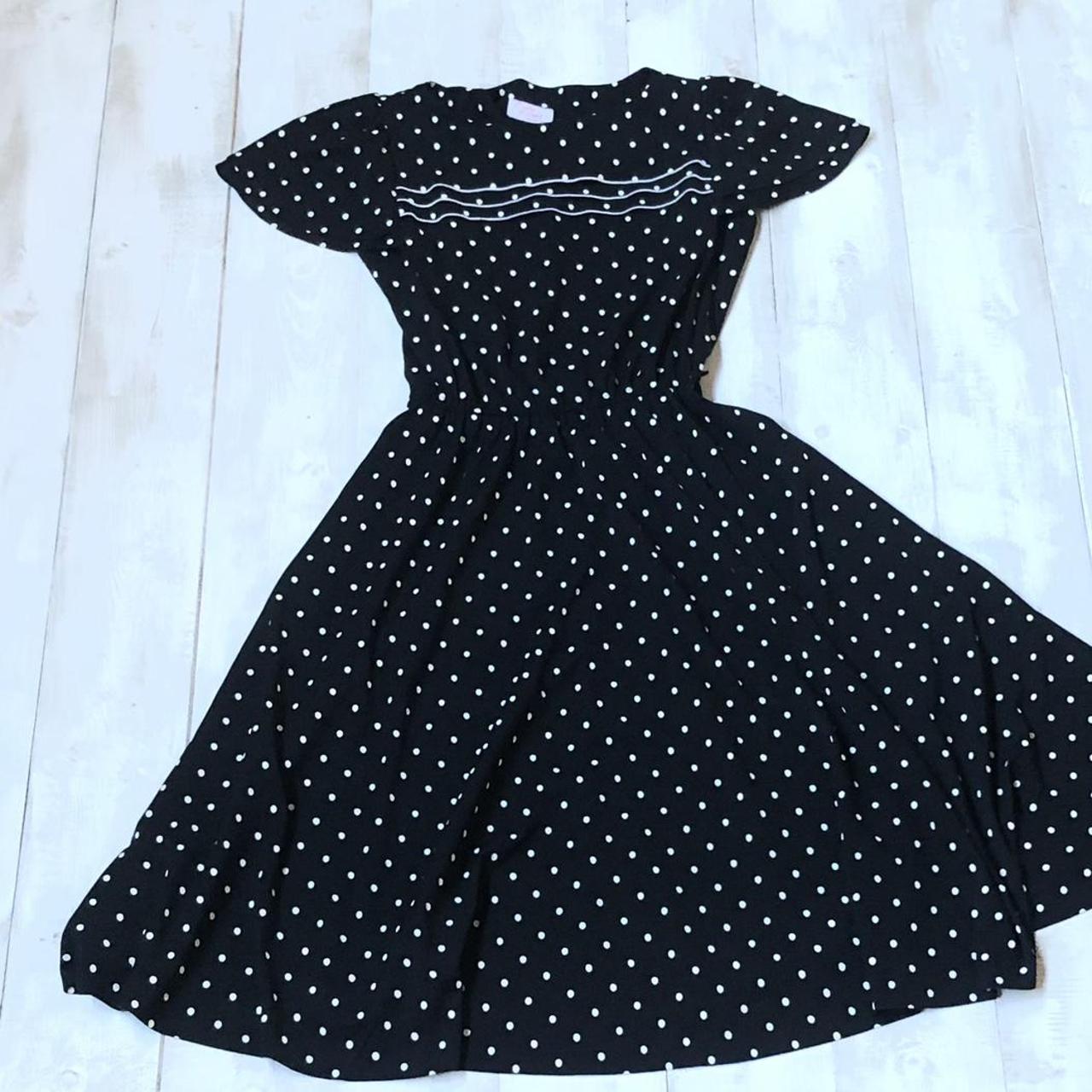 Vintage 80s Polka-Dot Dress Super elegant fit &... - Depop