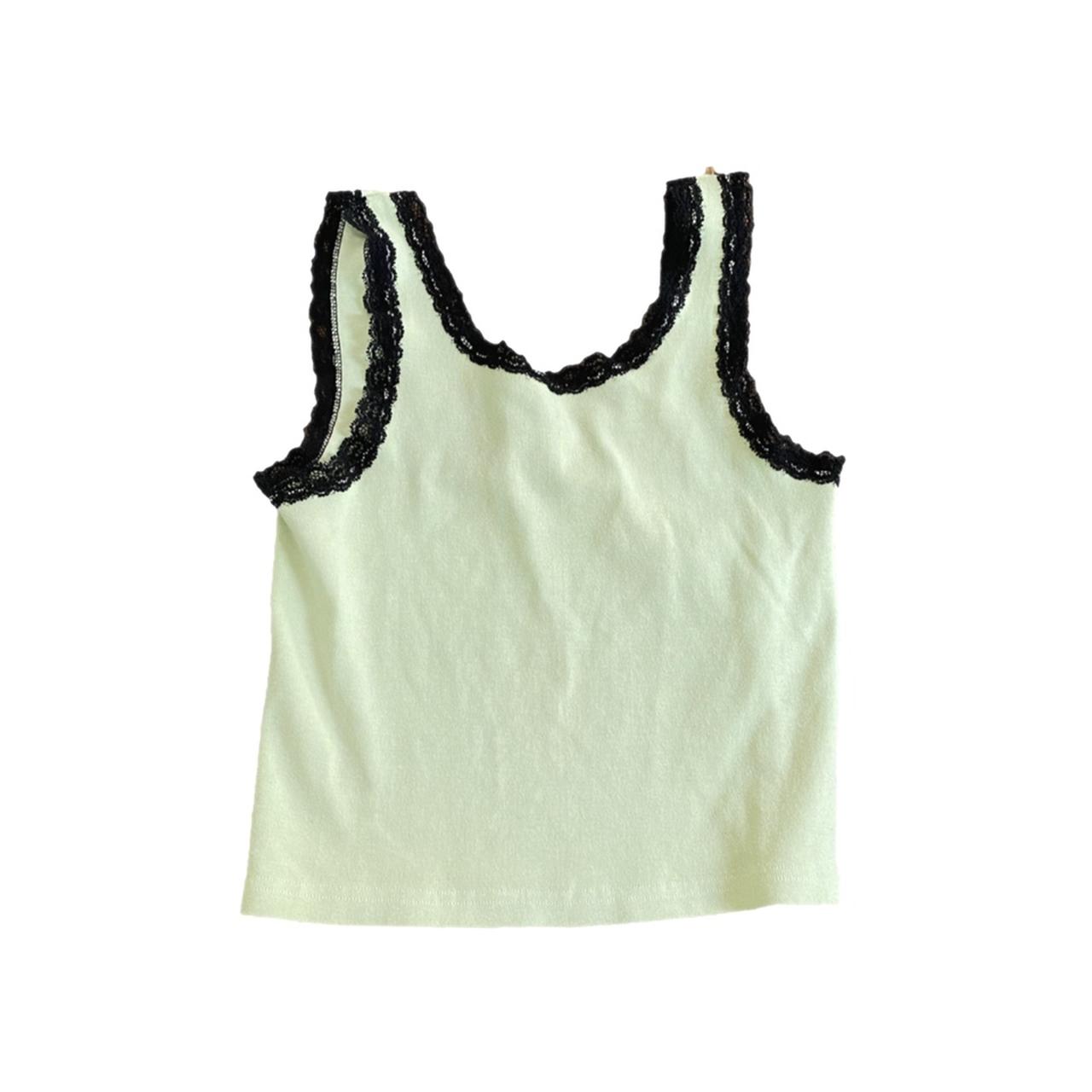 Green & White Ronnie Lace Trim Tank Top  Lace trim tank top, Basic tops, Tank  tops