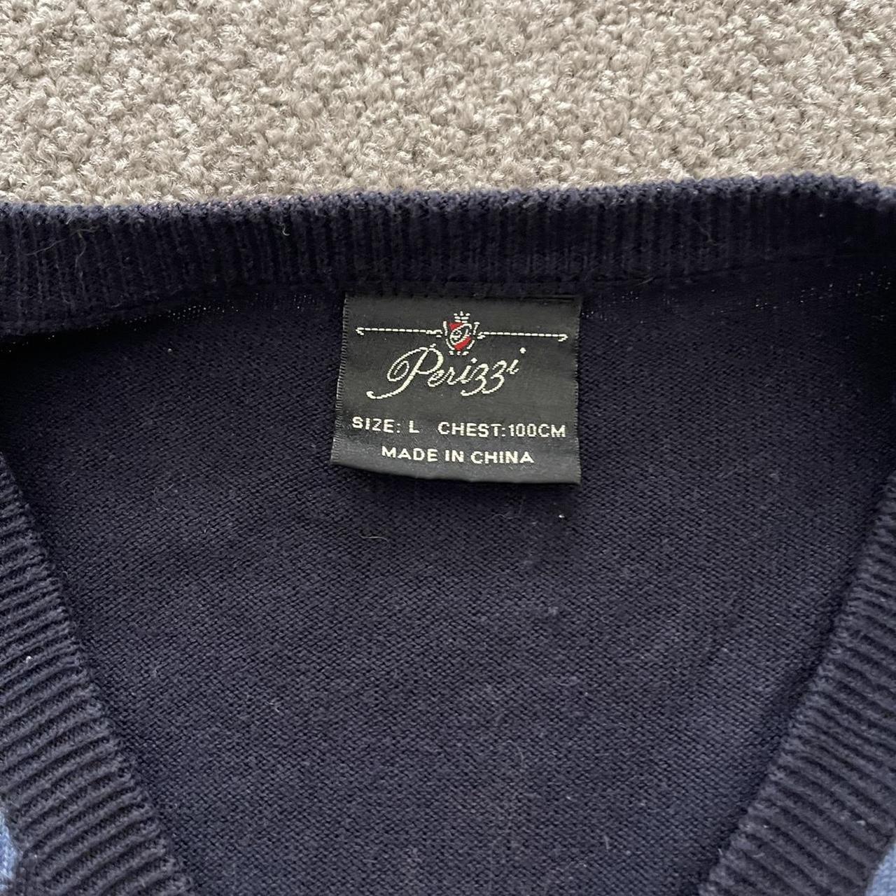 black and blue argyle sweater size large brand :... - Depop