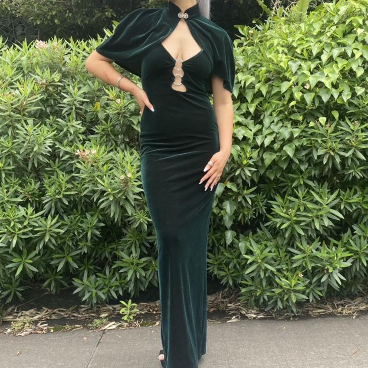 green velvet two piece dress