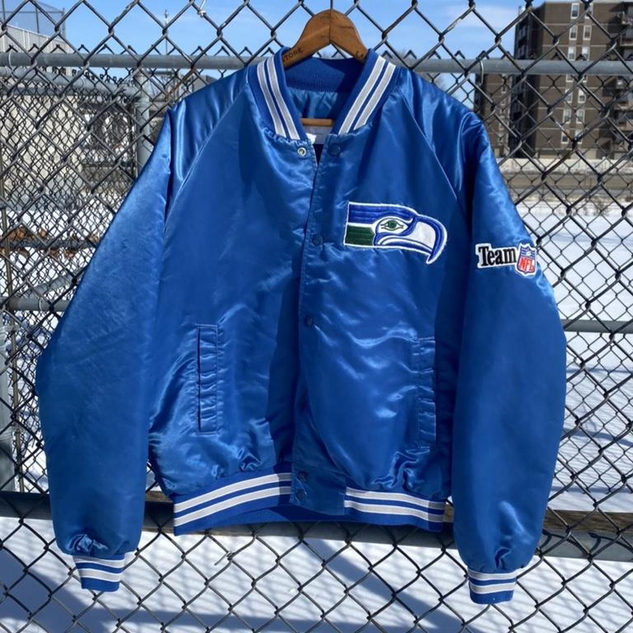 Bomber Seattle Seahawks 80s Blue Satin Jacket