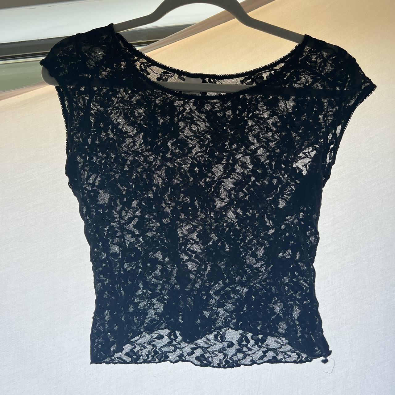 Dnky black sheer lace top. Super adorbs with a bra... - Depop