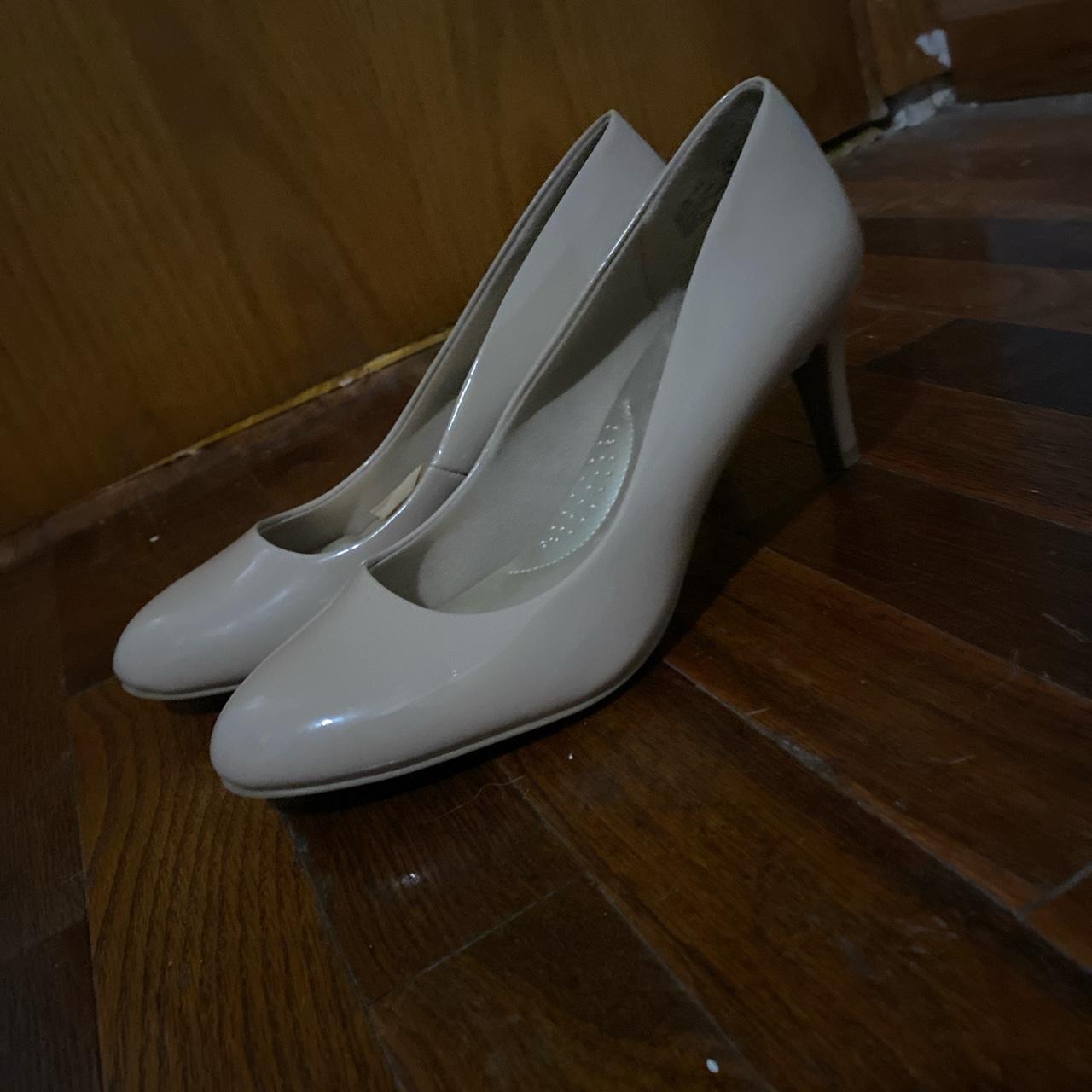 nude patent heels, only worn twice sz 10 but... - Depop