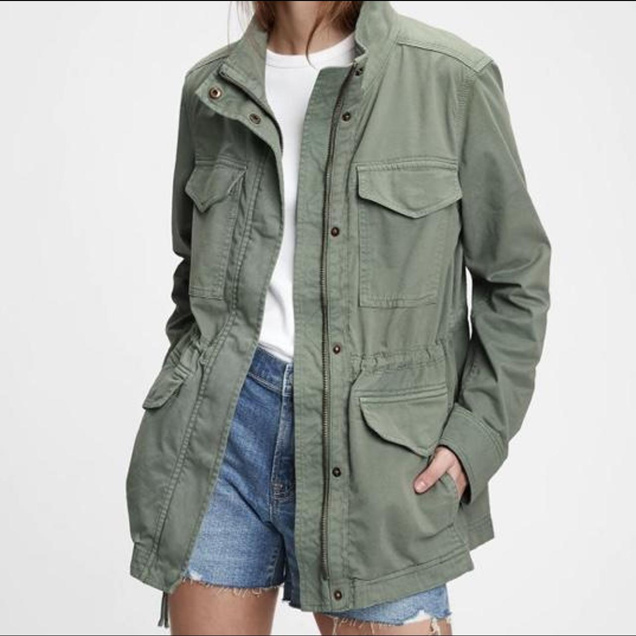 Gap olive green utility jacket Petite sizing (xs in... Depop