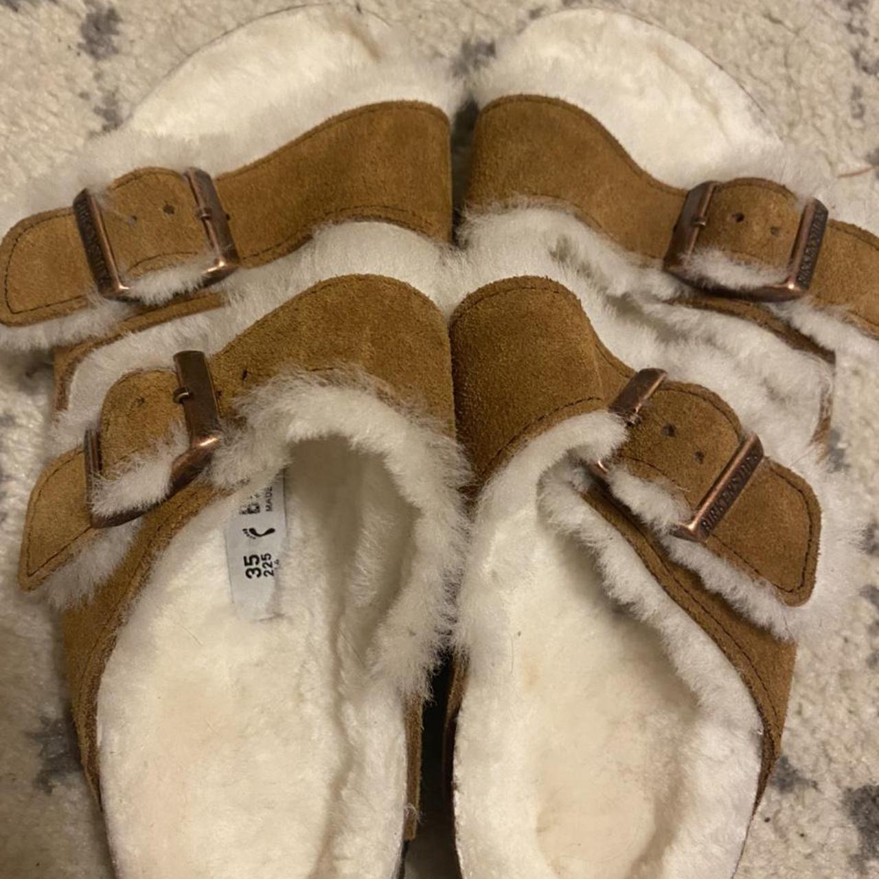 fuzzy white birkenstocks