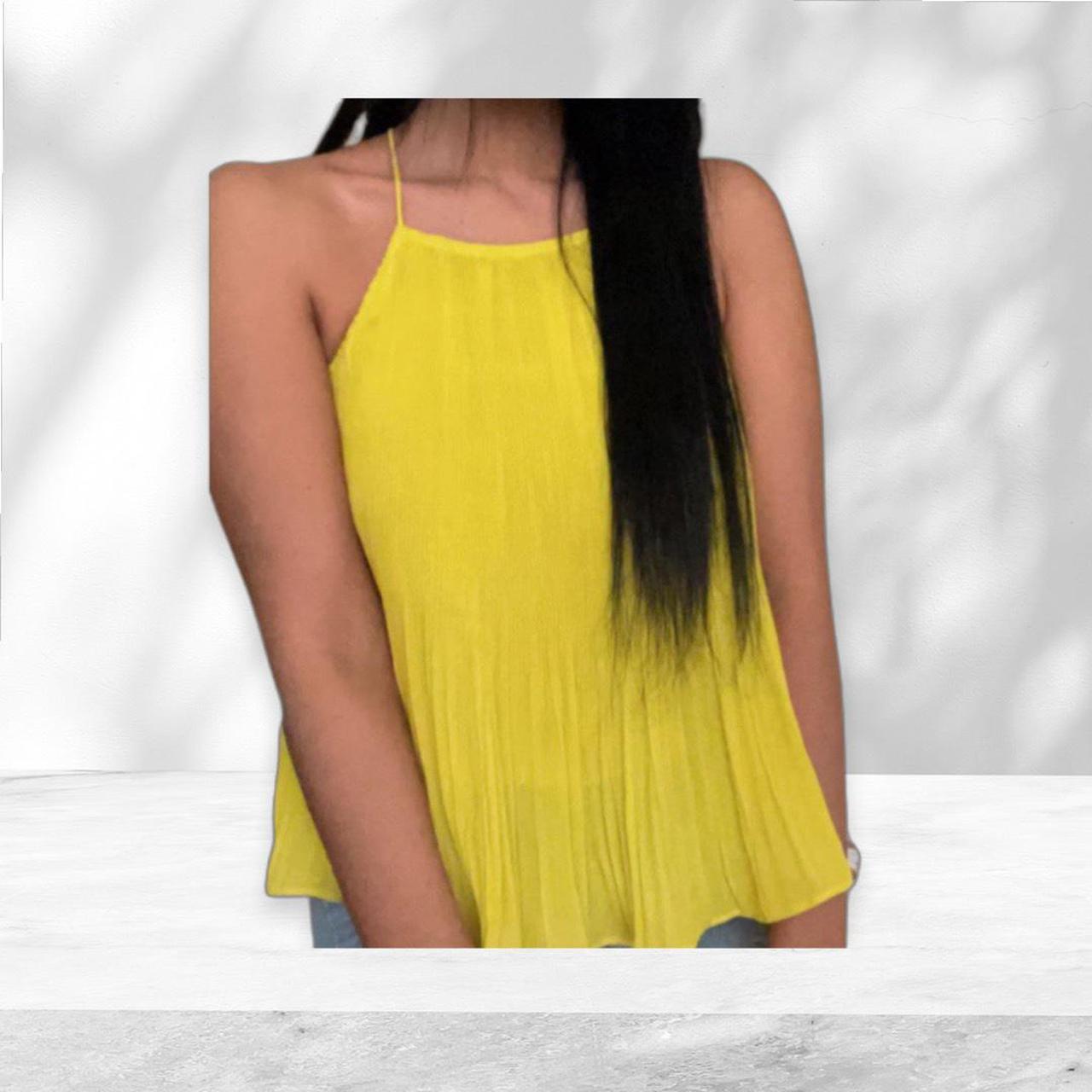 Yellow Lace Tank Top yellow top with nice... Depop