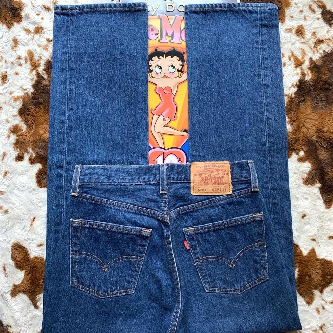 Vintage Made in USA dark blue wash 501xx from the...