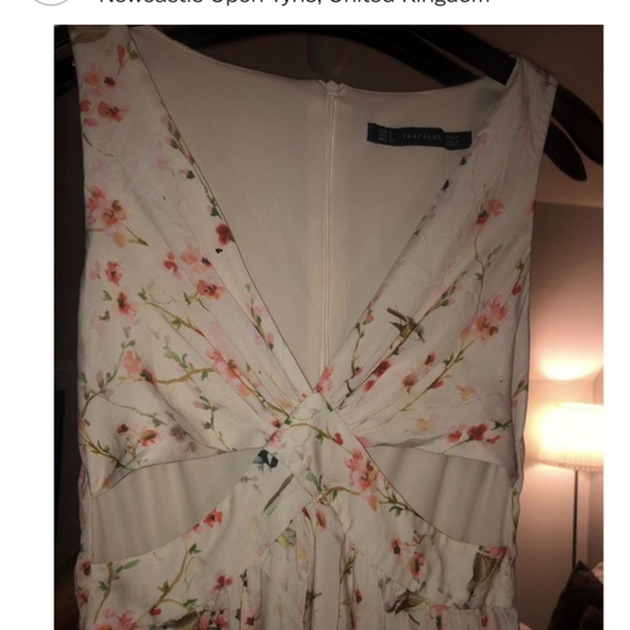 Zara Women's White and Pink Dress | Depop