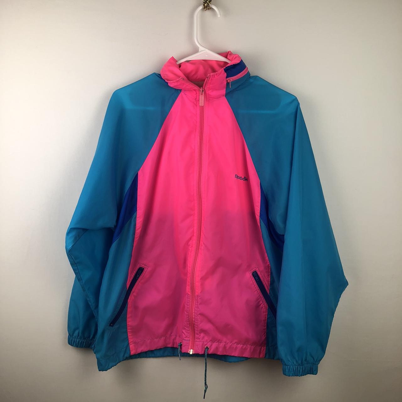 Neon vintage Reebok Sport track jacket with hood in