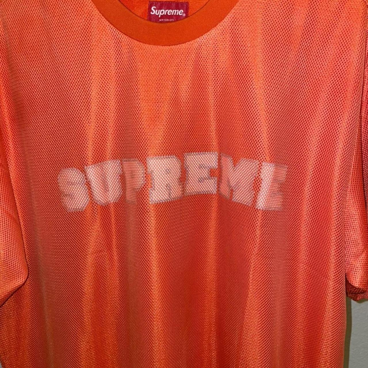 Supreme Men's Orange and White Tshirt Depop