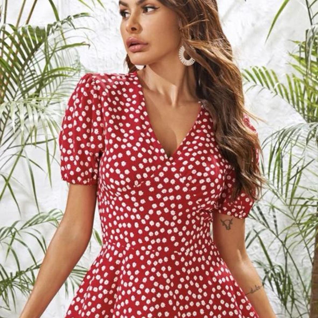 shein skater dress low v size zip