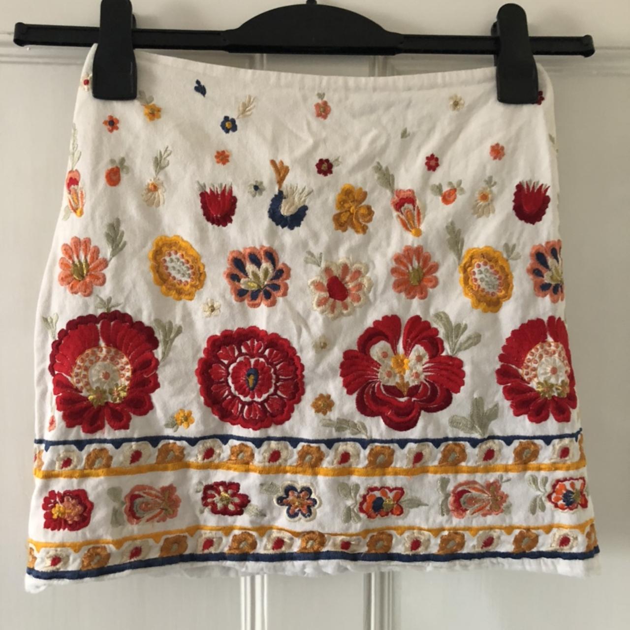 Super cute embroidered mini skirt. Never worn as too... - Depop