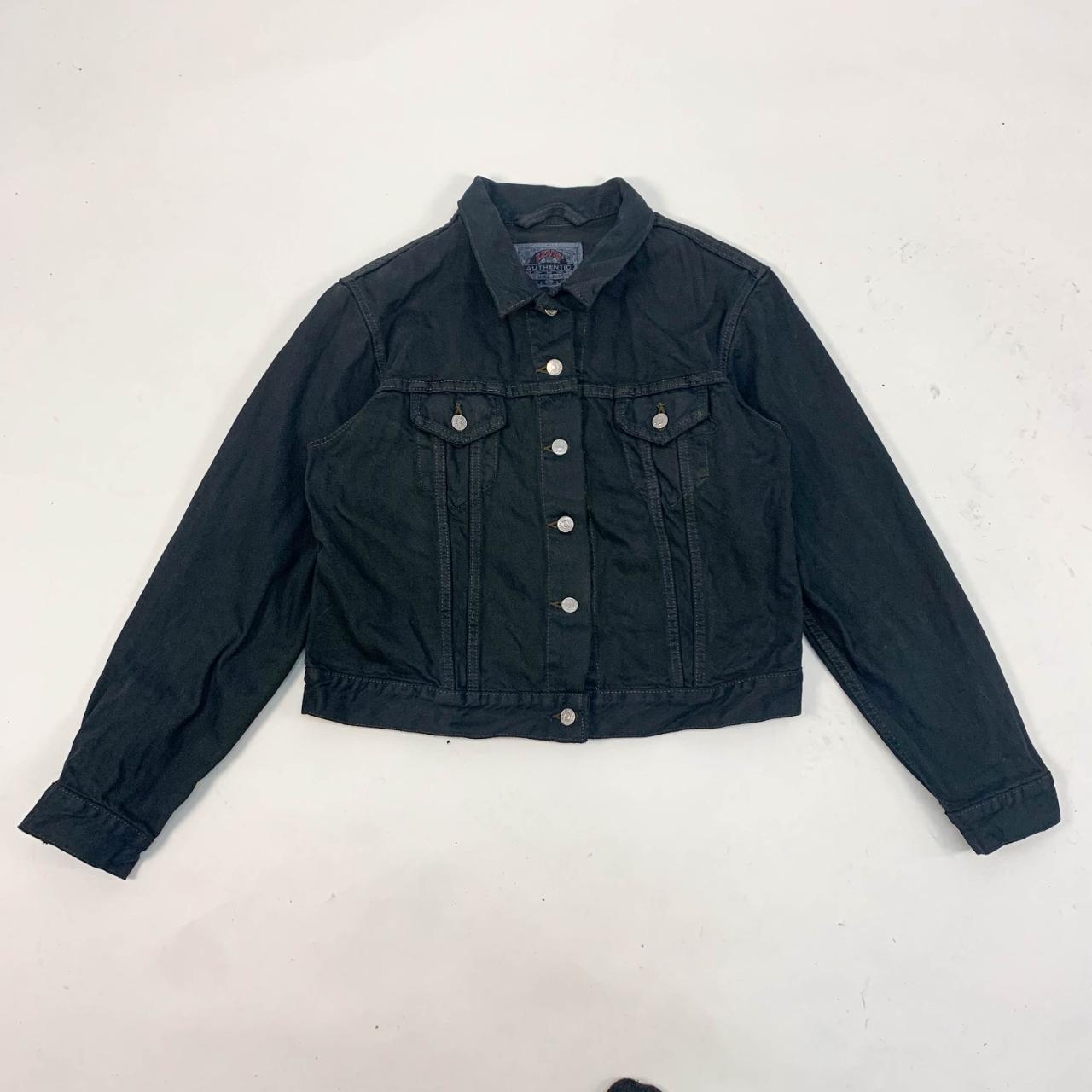 Vintage black Levi's denim trucker jacket. Excellent... - Depop