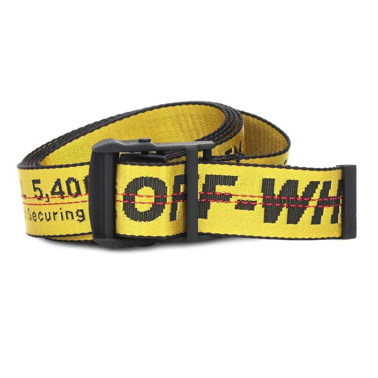 OffWhite Women's Black and Yellow Belt Depop