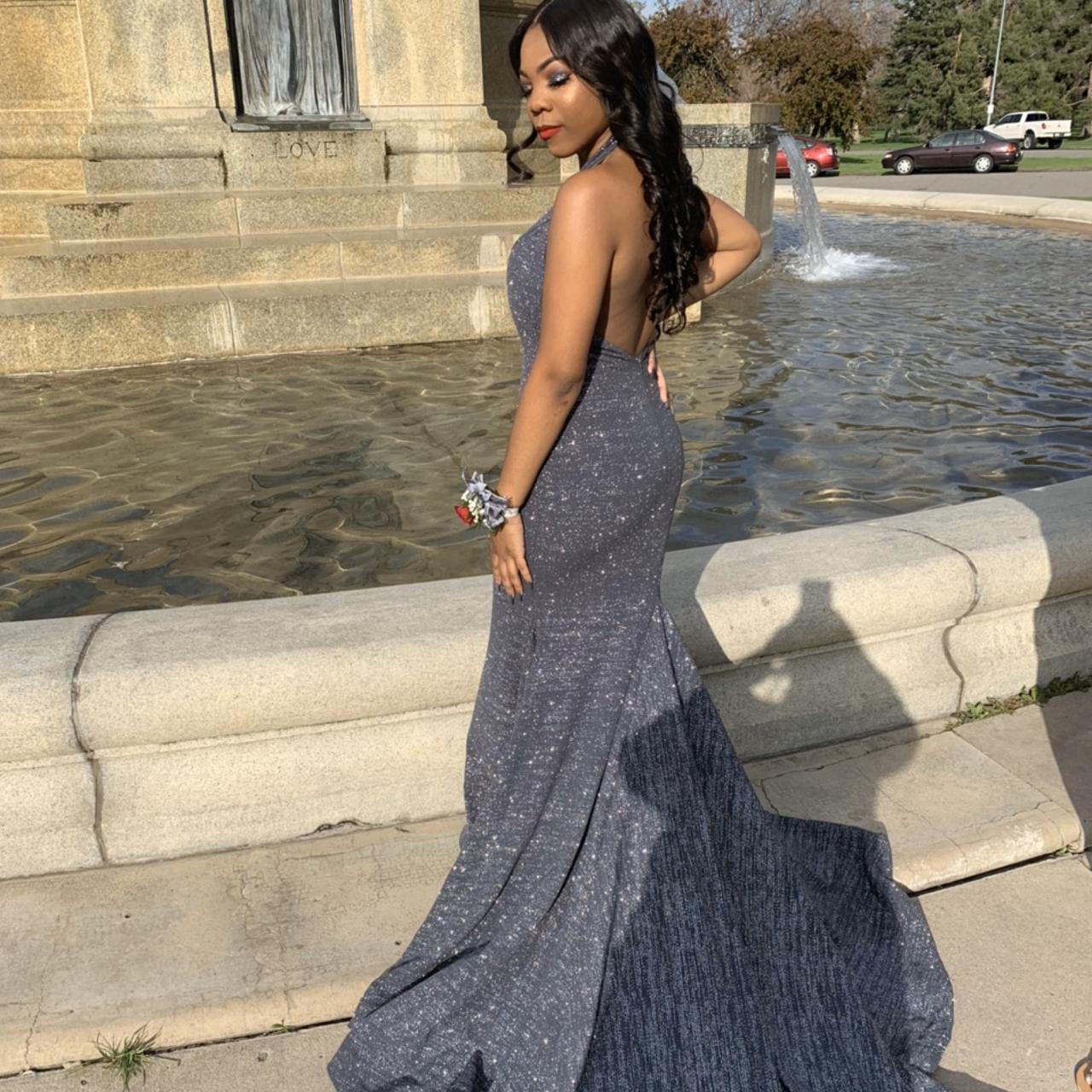 Charcoal grey prom on sale dress