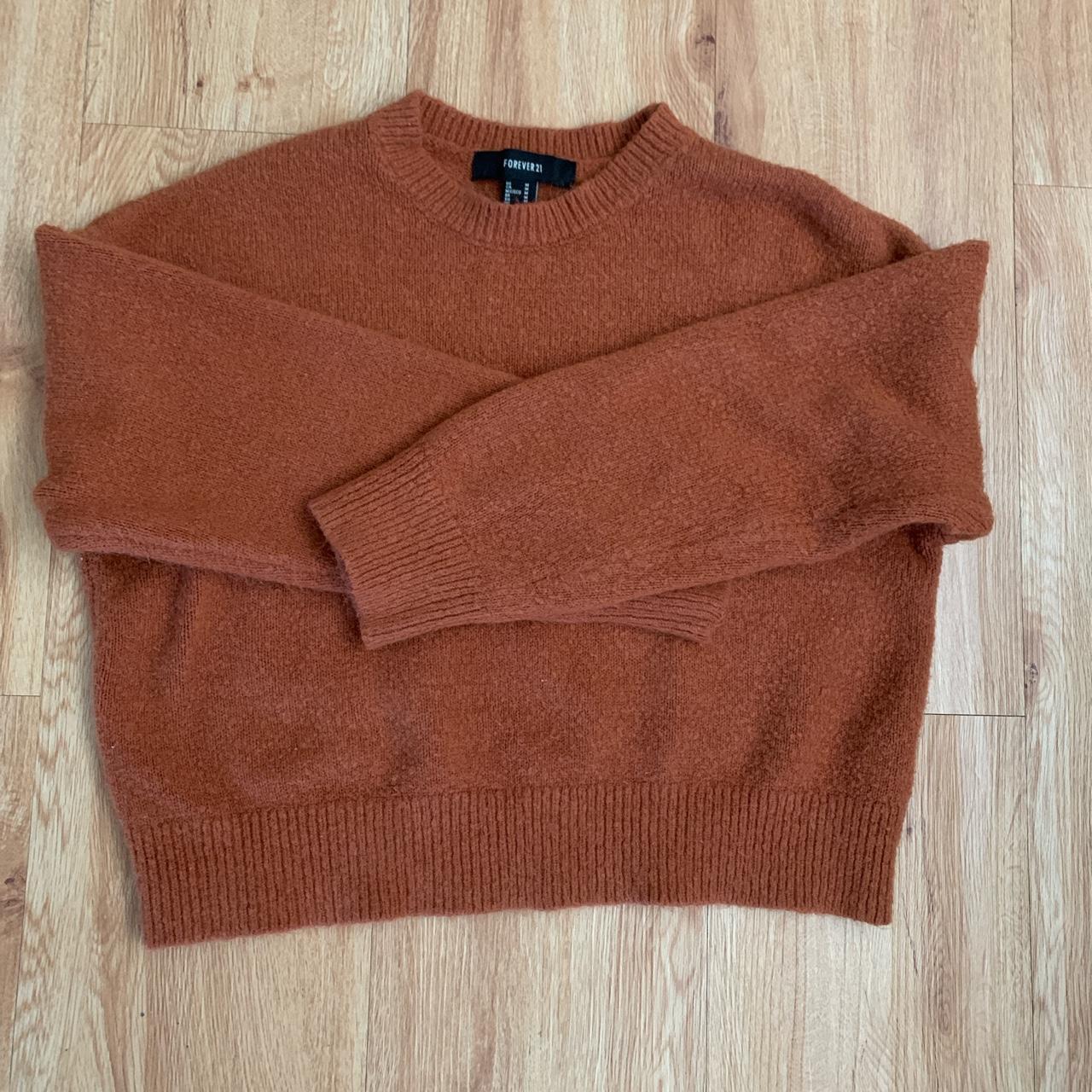 burnt orange cropped sweater super cute good for... - Depop