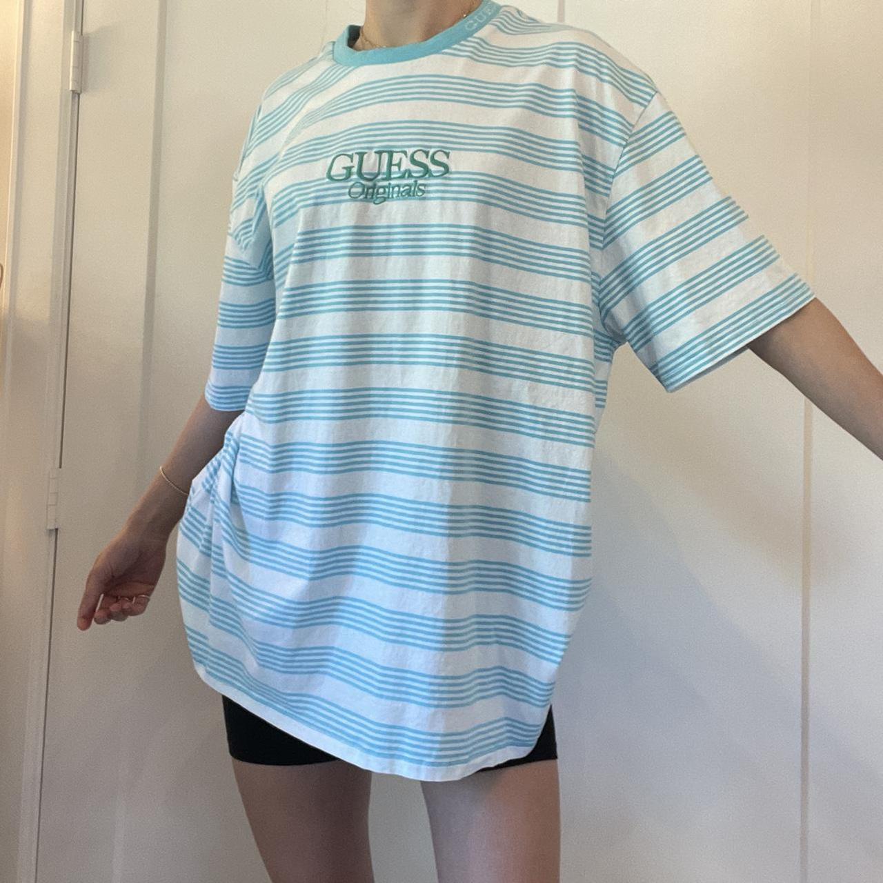 blue striped guess t shirt
