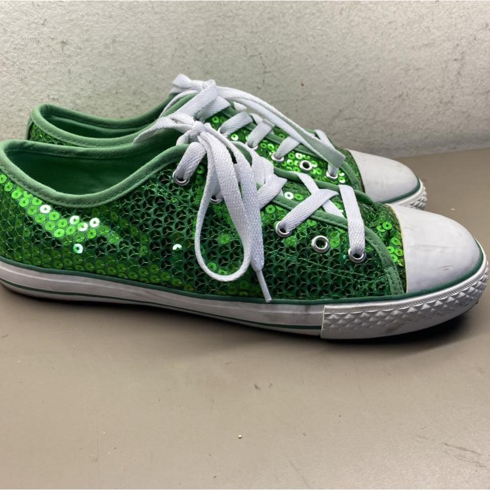 green sequin trainers