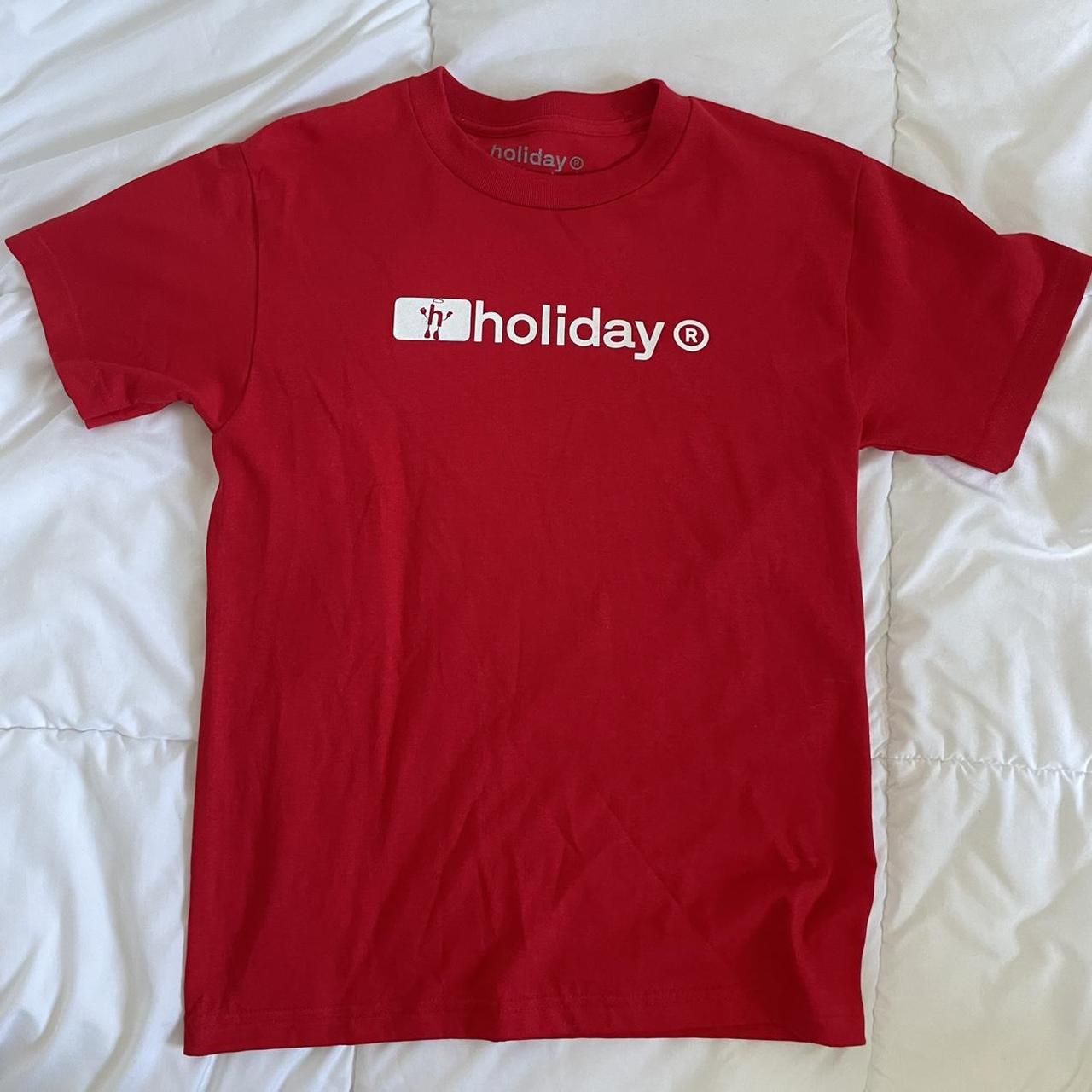 Holiday The Label Men's Red and White T-shirt