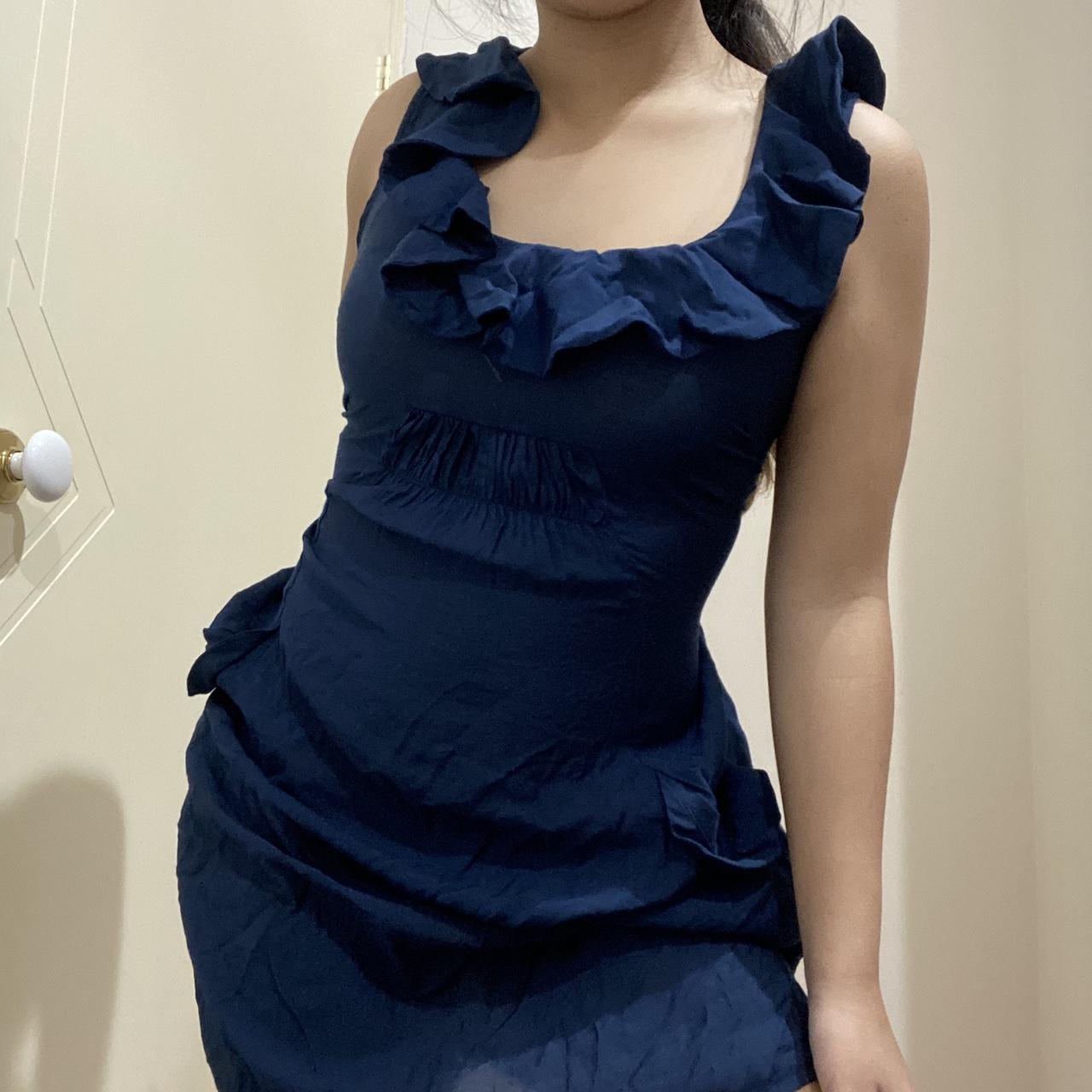 navy blue vintage baby doll dress frillyyy ... - Depop