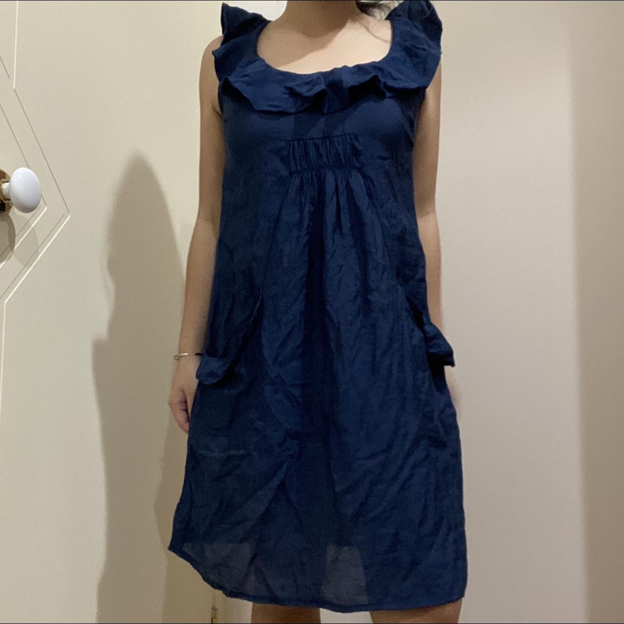 navy blue vintage baby doll dress frillyyy ... - Depop