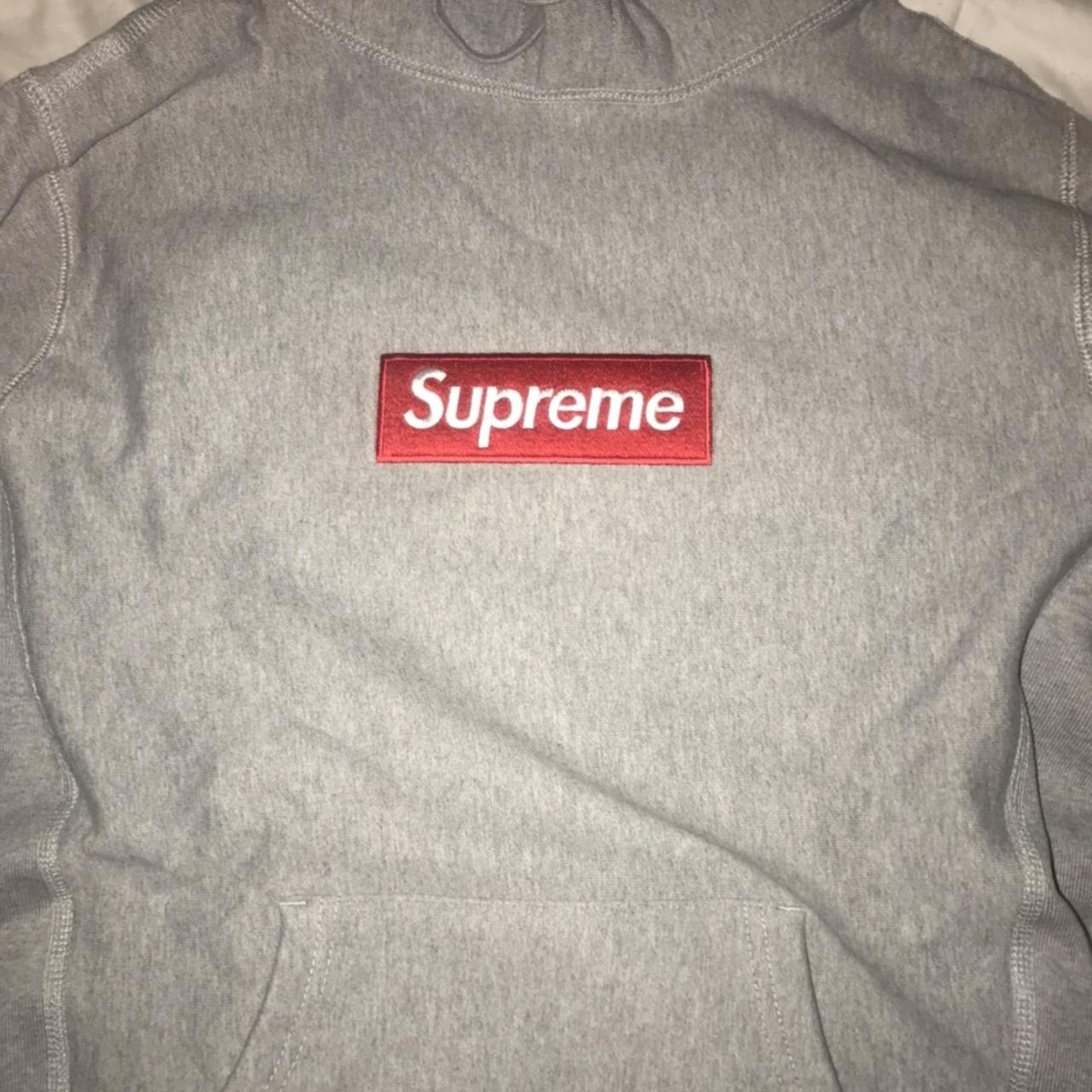 100% Auth. Supreme Box Logo Hoodie Sweatshirt Heather Grey FW16 9/10 Used  sz L