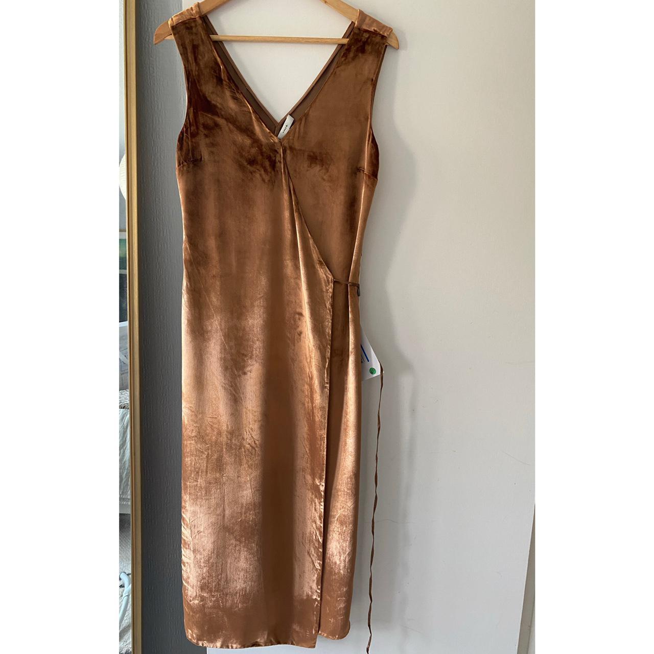 Vince velvet copper dress. Beautiful fabric photos... Depop