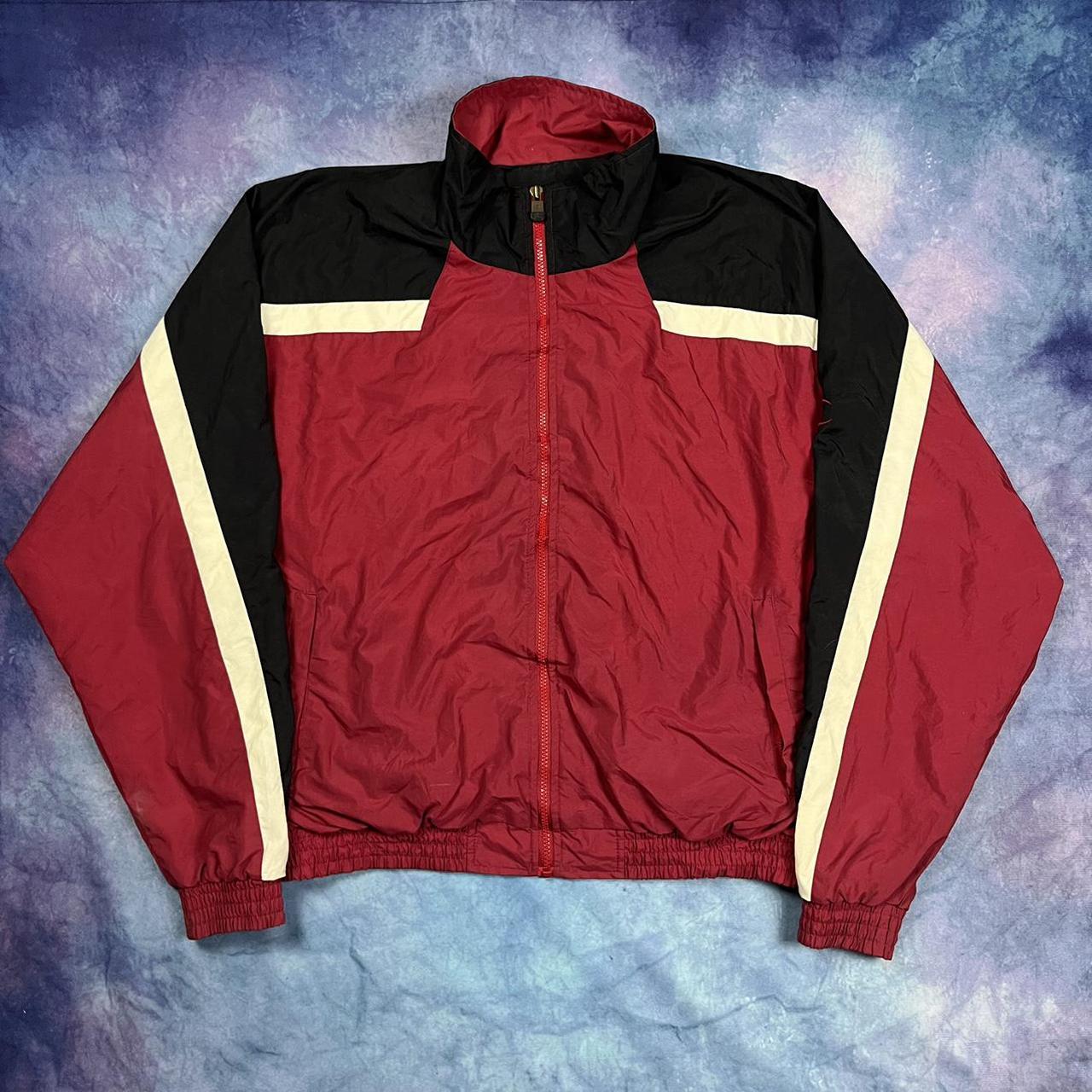 Vintage champion windbreaker jacket mens large red... - Depop