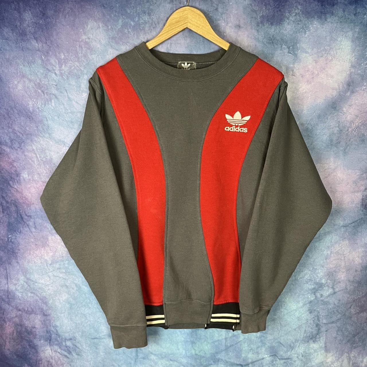 Vintage Adidas sweatshirt reworked mens small red... - Depop