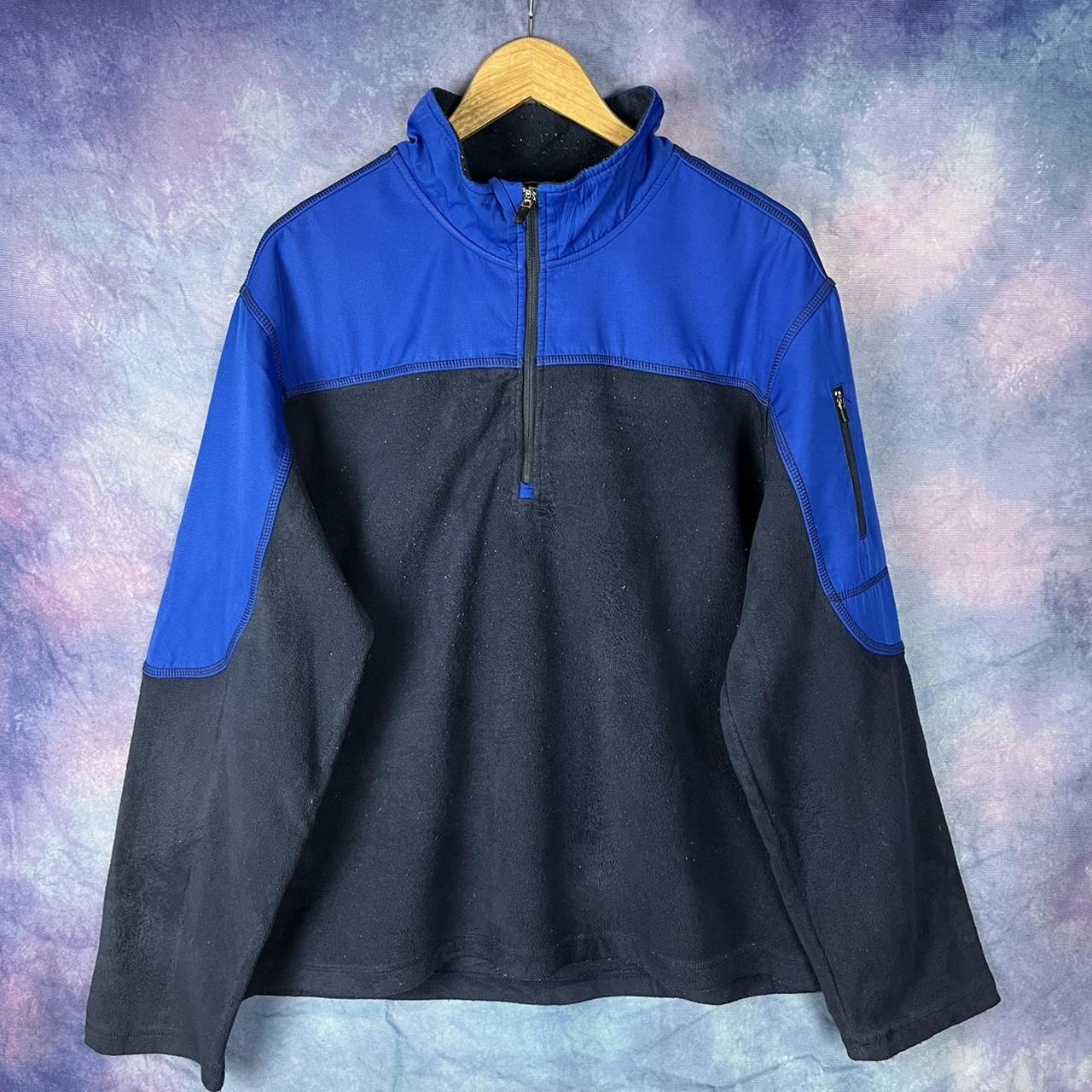 Starter fleece blue + navy mens XL quarter zip... - Depop