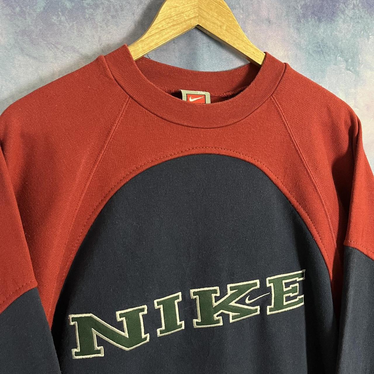 Vintage Nike sweatshirt reworked red + navy large... - Depop