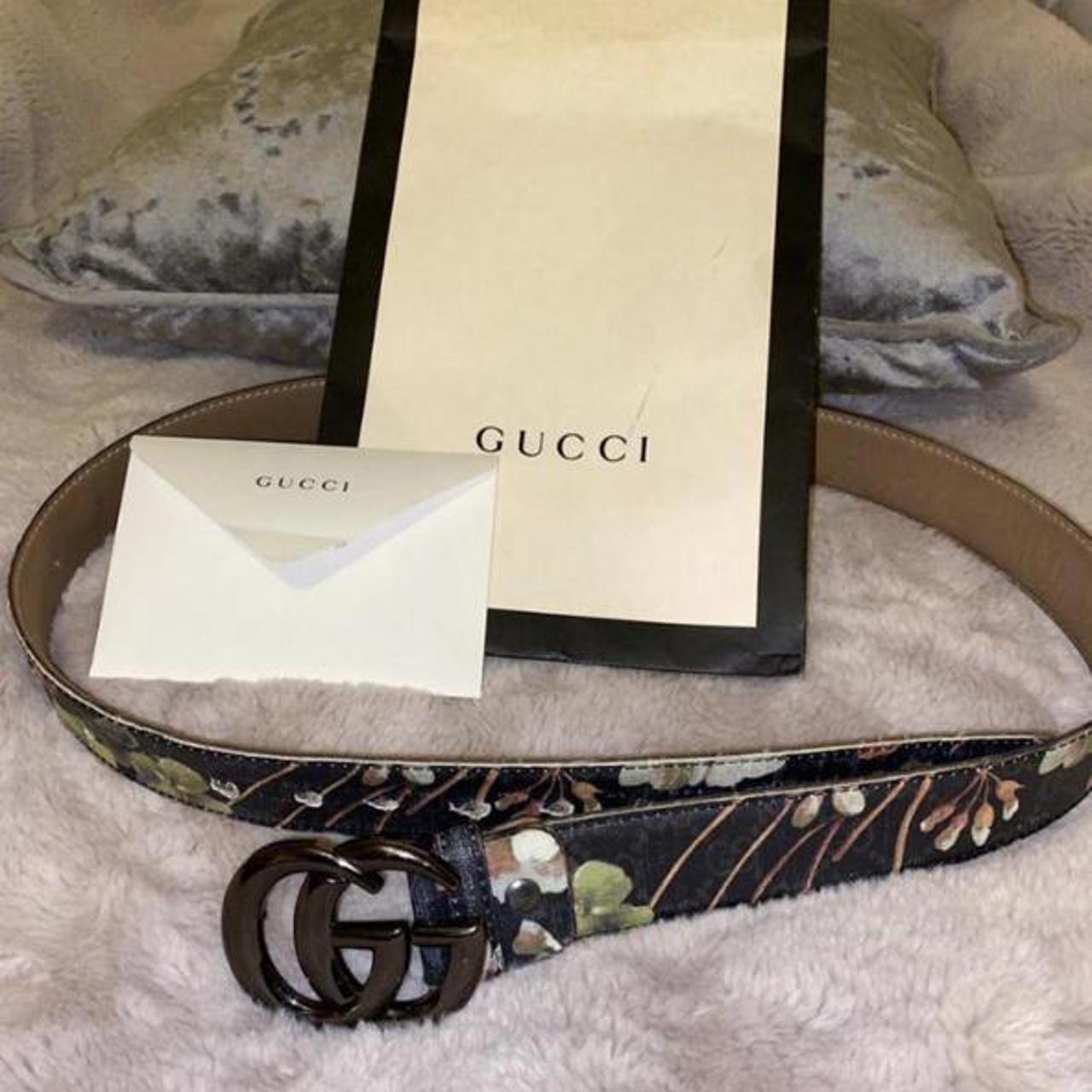 gucci flower print belt