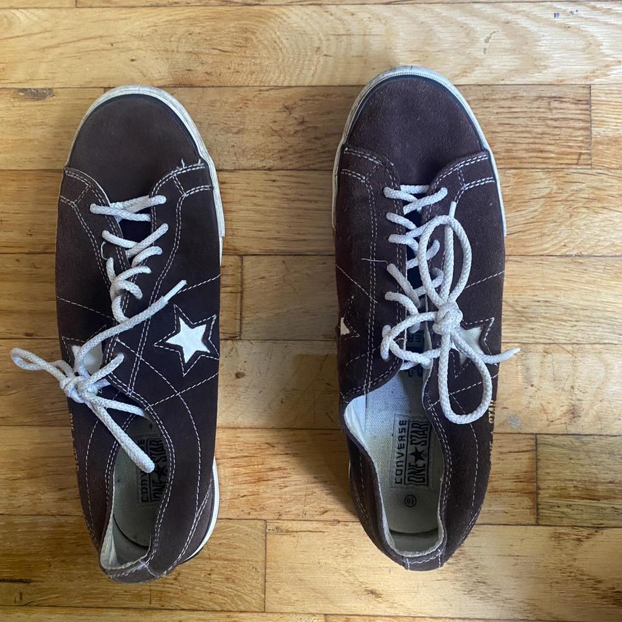 One star brown converse size 11 1/2 womens and size... - Depop